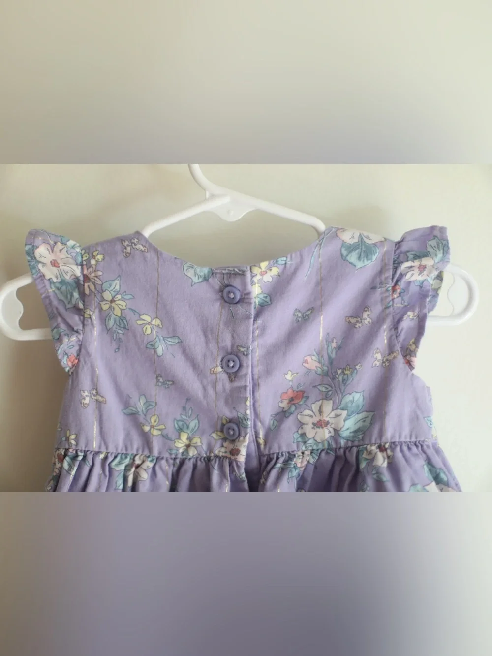 OshKosh B'gosh Lavender Floral Ruffle-Sleeve Dress 12m Girls Toddler Children’s